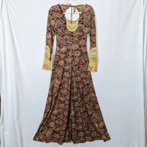 Vintage 70’s Susie Craig for Bill Berman M Floral Lace Prairie Boho Maxi Dress